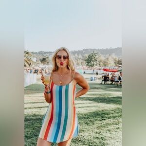 Reformation Rainbow stripe mini dress starburst 🌈 - size 10 fits 6 8